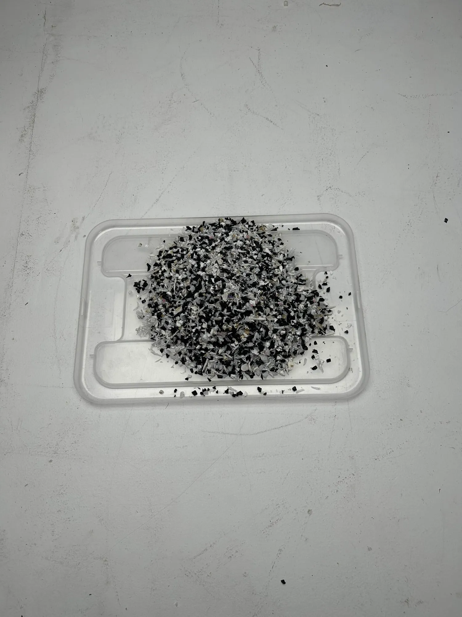 HDPE shreds — from the workshop.