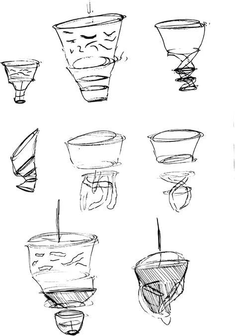 Silhouette thumbnails — development sketch.
